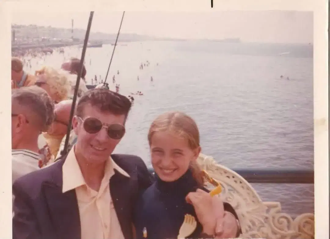 Jean Jones and her father visiting North Pier in the early 1970s